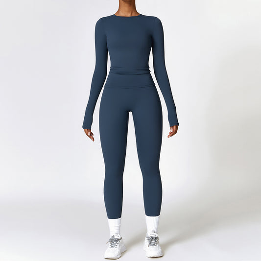 Tight-fitting Brushed Yoga Suit Quick-drying Fitness Clothes Fitness Long Sleeve Tracksuits Sports Suit Gym Top High Waist Leggings Women Sets Yoga Set