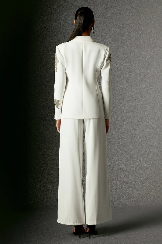 Celeste | Diamond Detail Blazer & Wide Leg Pants Set