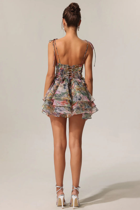 Delphine | High Waist Short Flowy Dress