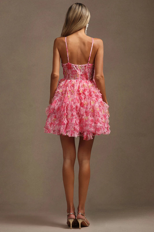 Nerina | Chic Halter-Neck Chiffon Mini Dress with Suspender Detail