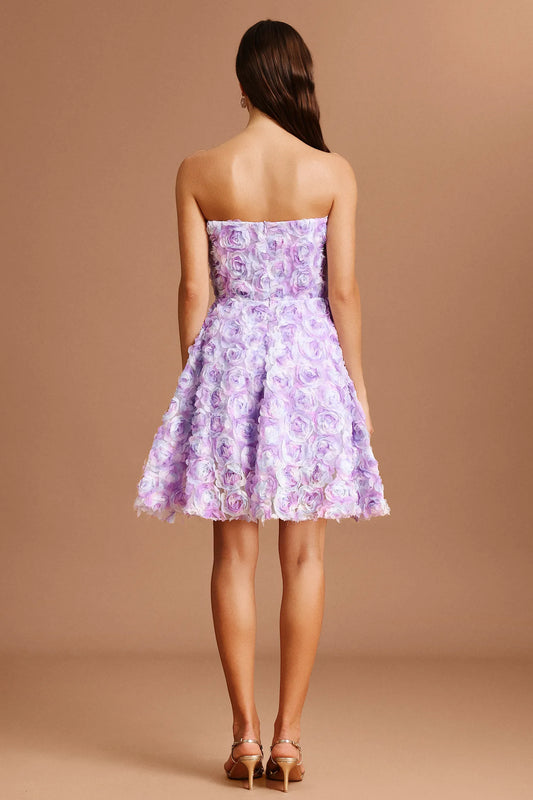 Lyra | Floral Tube Top Dress in Purple