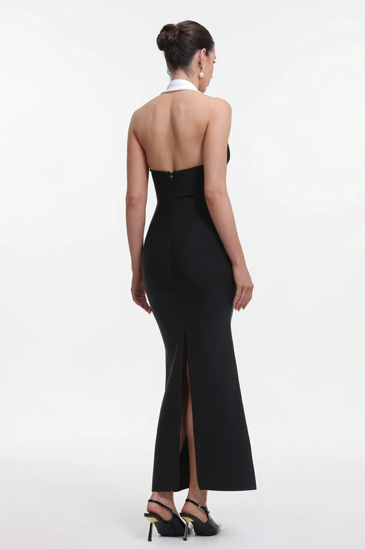 Shaya | Halter Contrast Bandage Maxi Dress