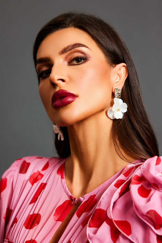 Fennel | Gold Stud Acrylic Flower Drop Earrings
