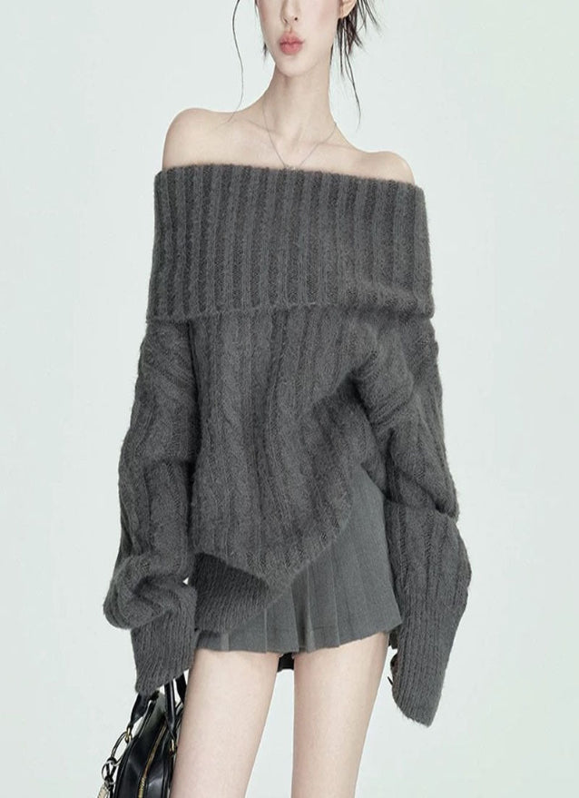 Elodie | Soft Glutinous Off-Shoulder Turtleneck Sweater