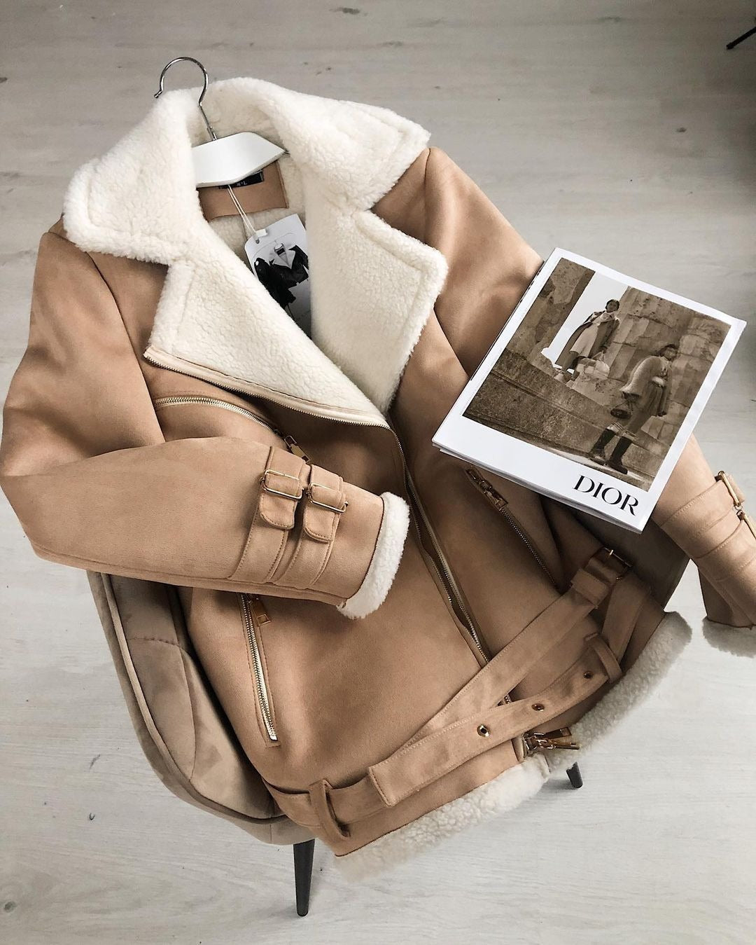 Annelise | Suede Lapel Zip-Up Cardigan Coat