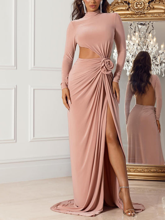 Amara | Cutout Backless Dress with Floral Embellishment