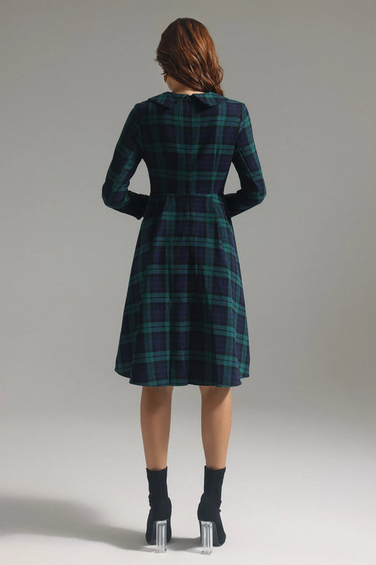 Gloria | Lapel Plaid Dress