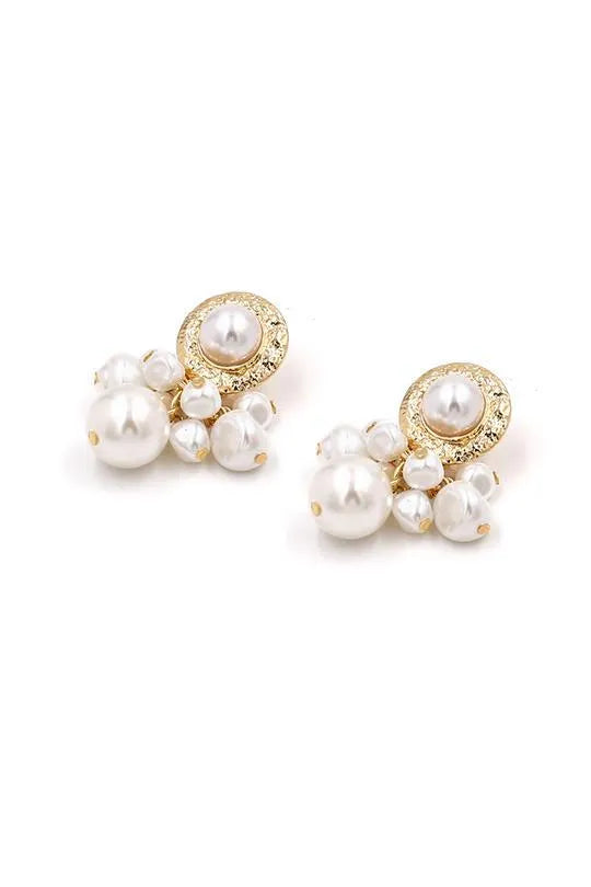 Pearl Cluster | Gold Frame Multi Pearl Drop Earrings