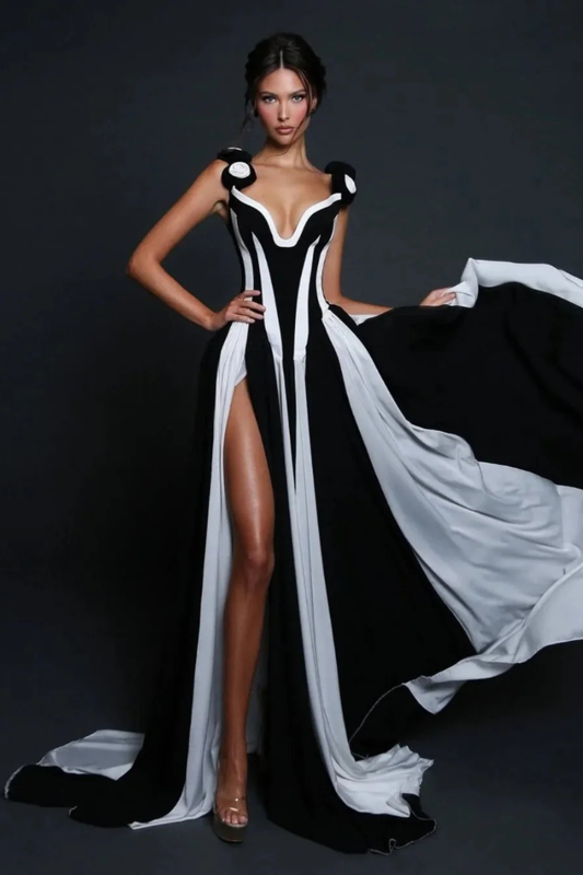 Sabra | Sleeveless V-Neck Flowers Bandage Maxi Dress