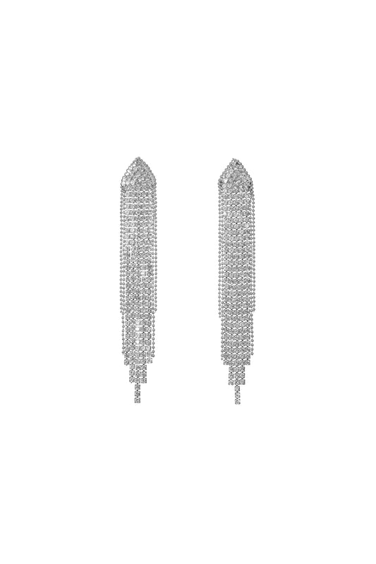 Rosie | Diamond Crystal Tassel Maxi Drop Earrings