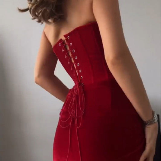 Dahlia | Strapless Lace-Up Dress