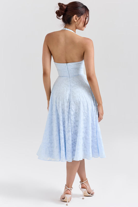 Solène | Backless Halter Dress with Parisian Flair