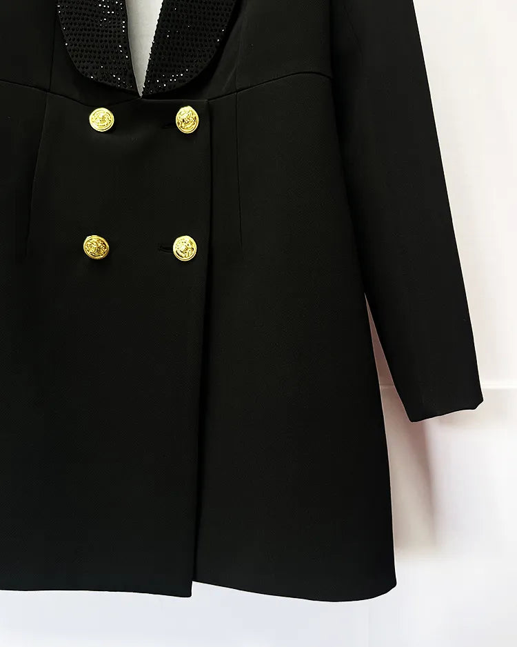 Rey | Deep V Rhinestone Blazer Dress