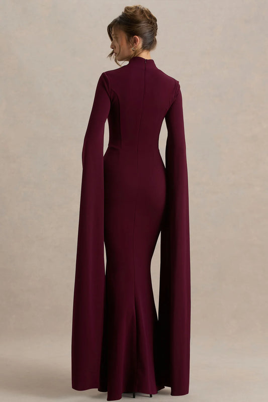 Esme | Cape Sleeves Square Neck Maxi Dress