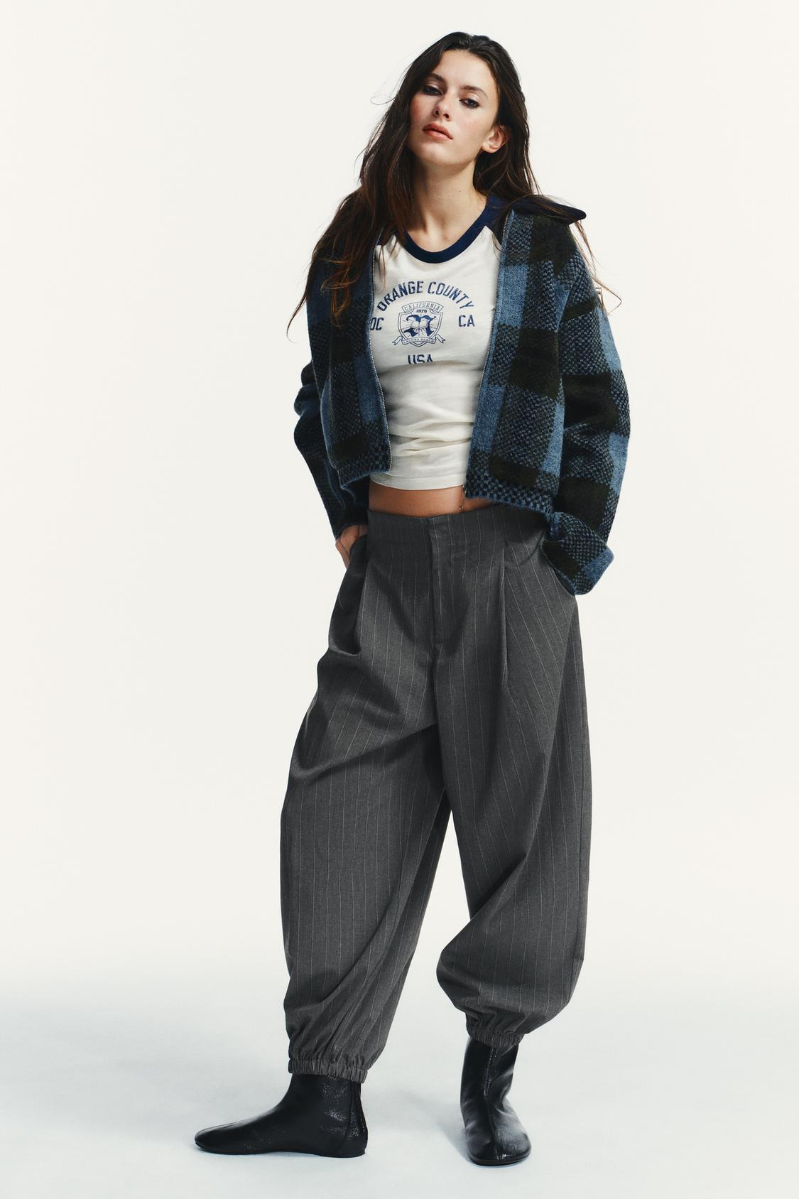 Talia | Checked Knit Bomber Jacket