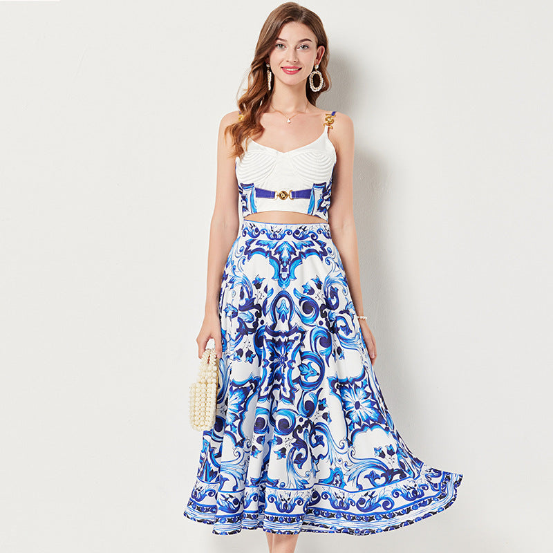 Retro Charm Two Piece with Metal Buckle Detail