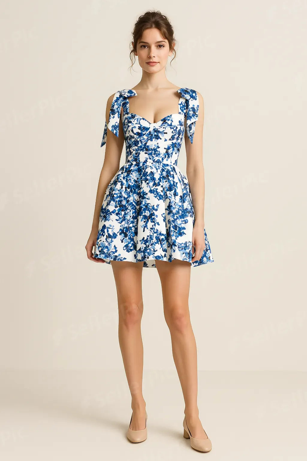 Sorrento | Elegant Printed A-Line Skirt with Tie Waist