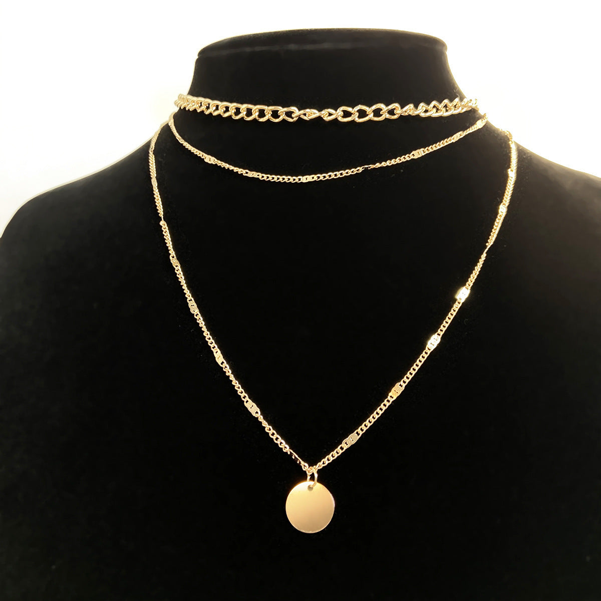 Collar multicapa con colgante para clavícula