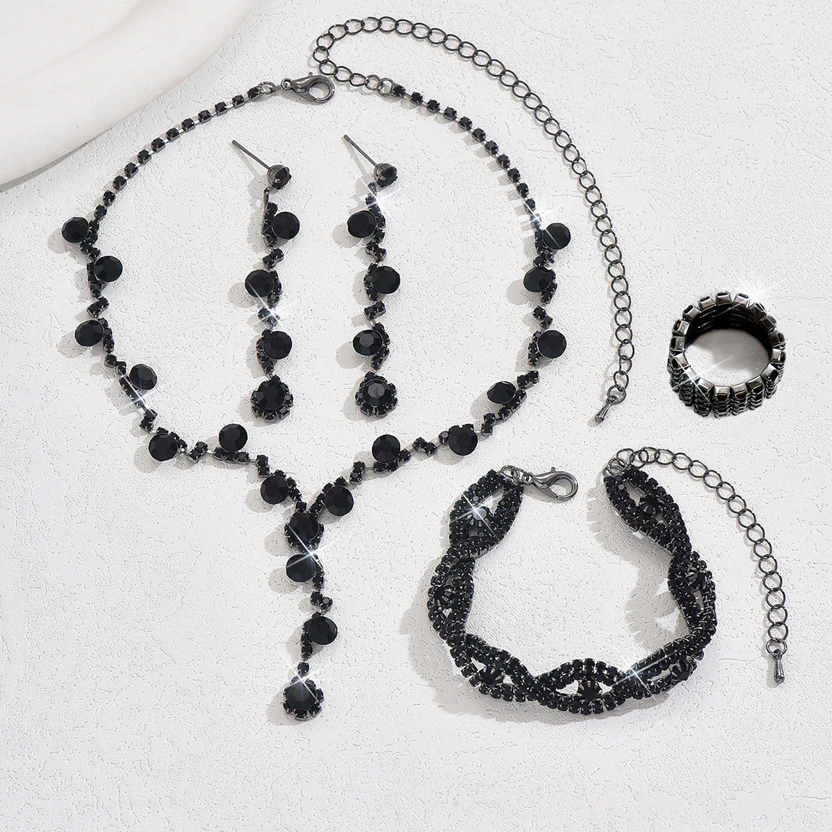 Crystal Necklace Ear Stud Bracelet Jewellery