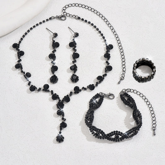 Crystal Necklace Ear Stud Bracelet Jewellery