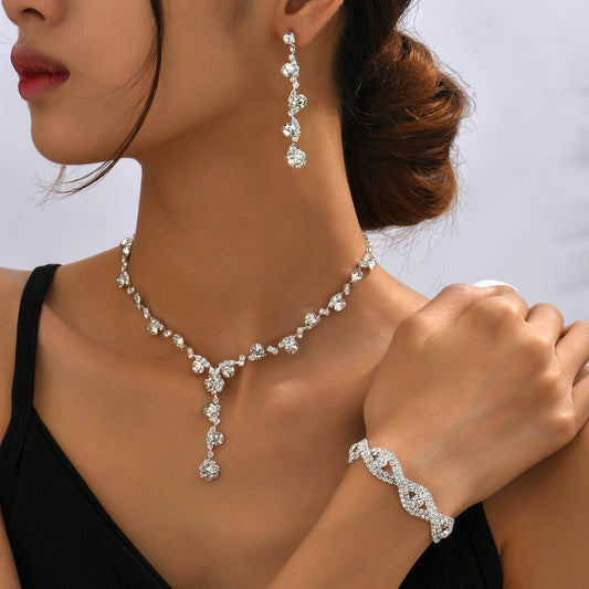 Crystal Necklace Ear Stud Bracelet Jewellery
