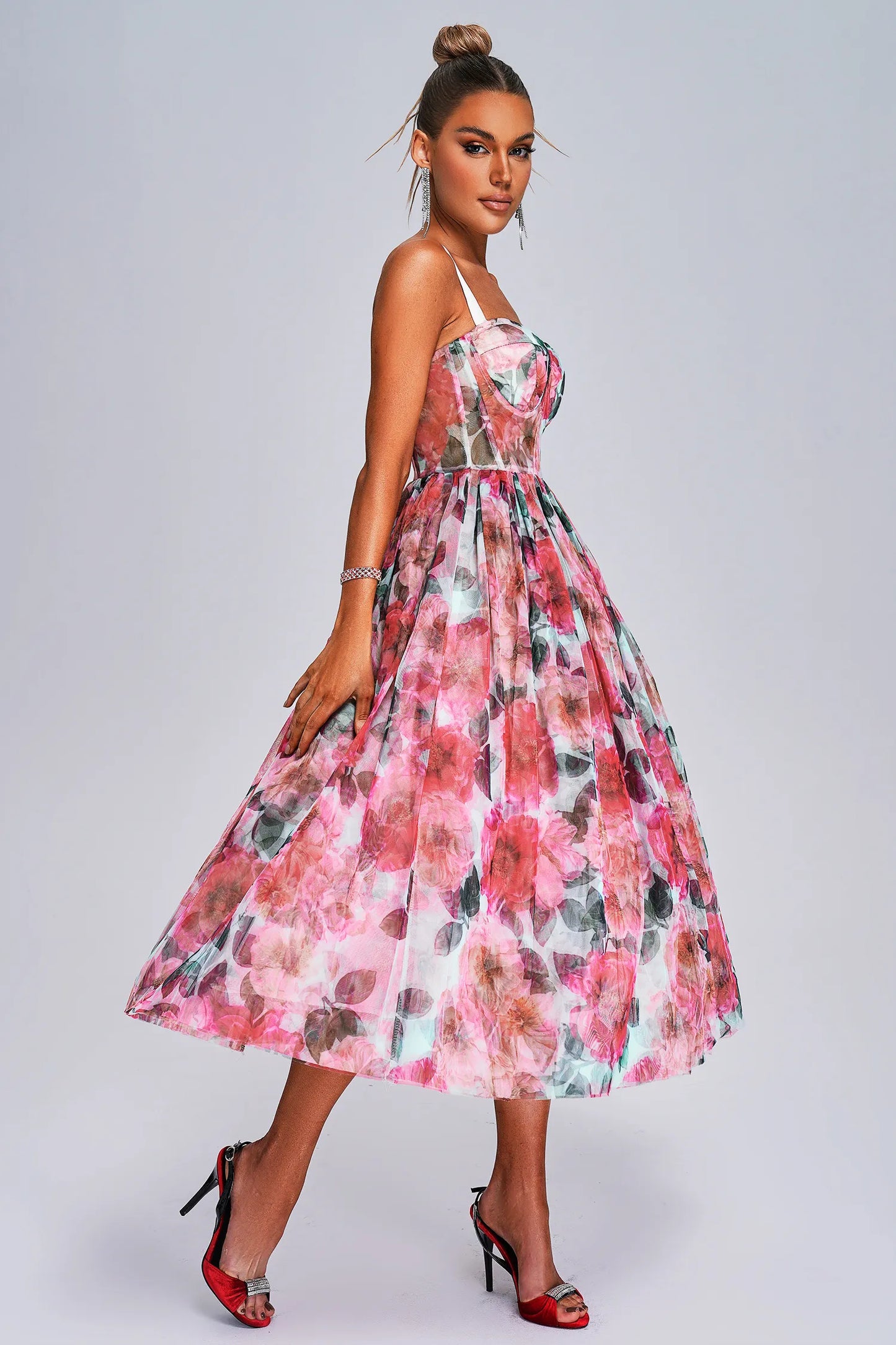 Colette | Vintage-Inspired Floral Chiffon Tube Dress