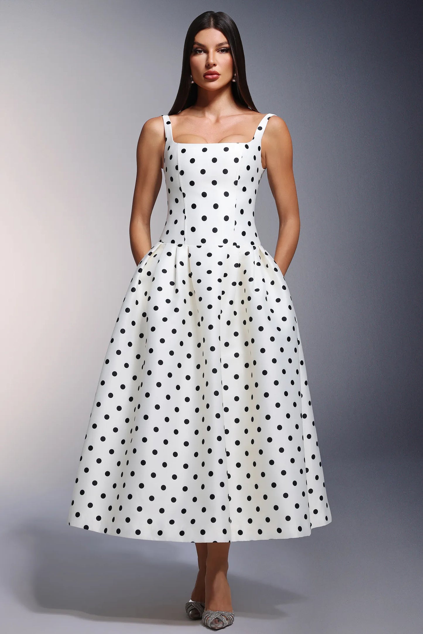 Zada | Polka Dot Wave Point Maxi Dress