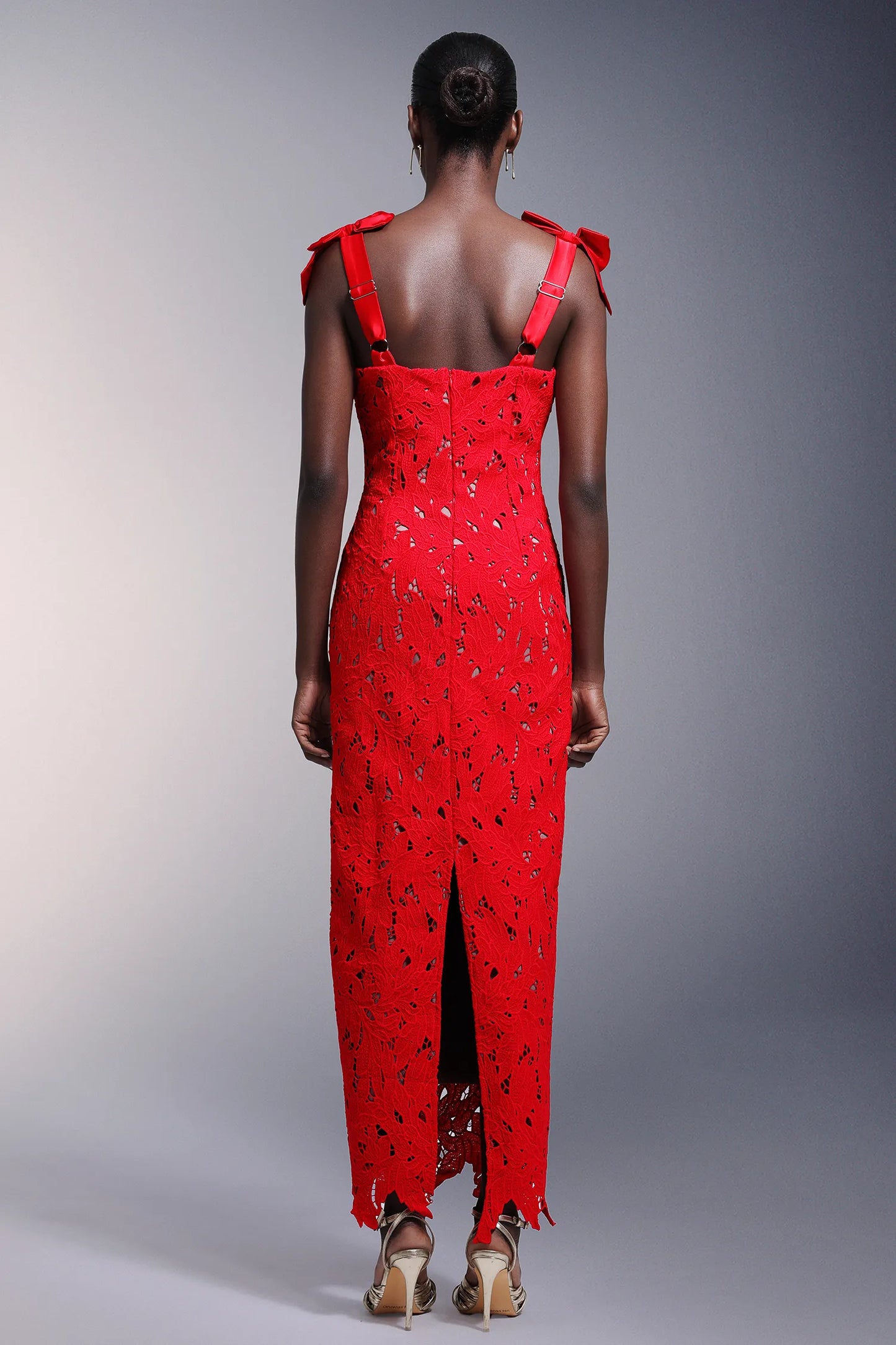 Sabra | Bows Lace Sleeveless Maxi Dress