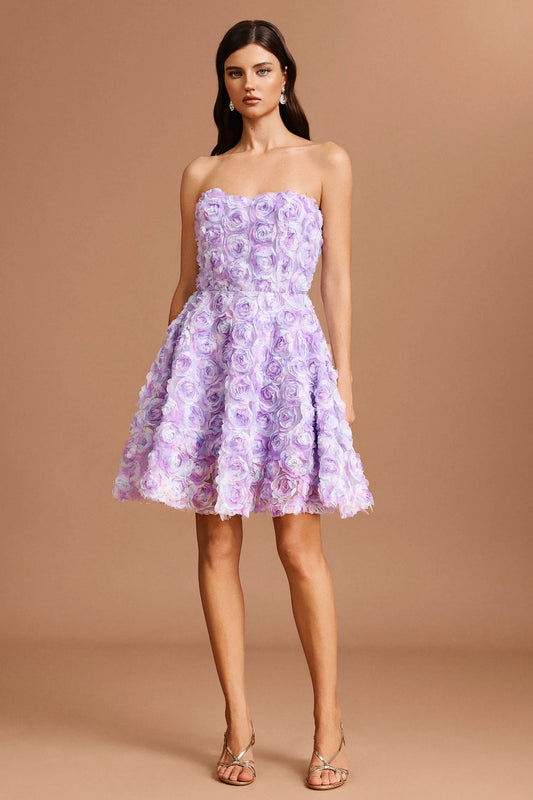Purple Tube Top Flower Dress