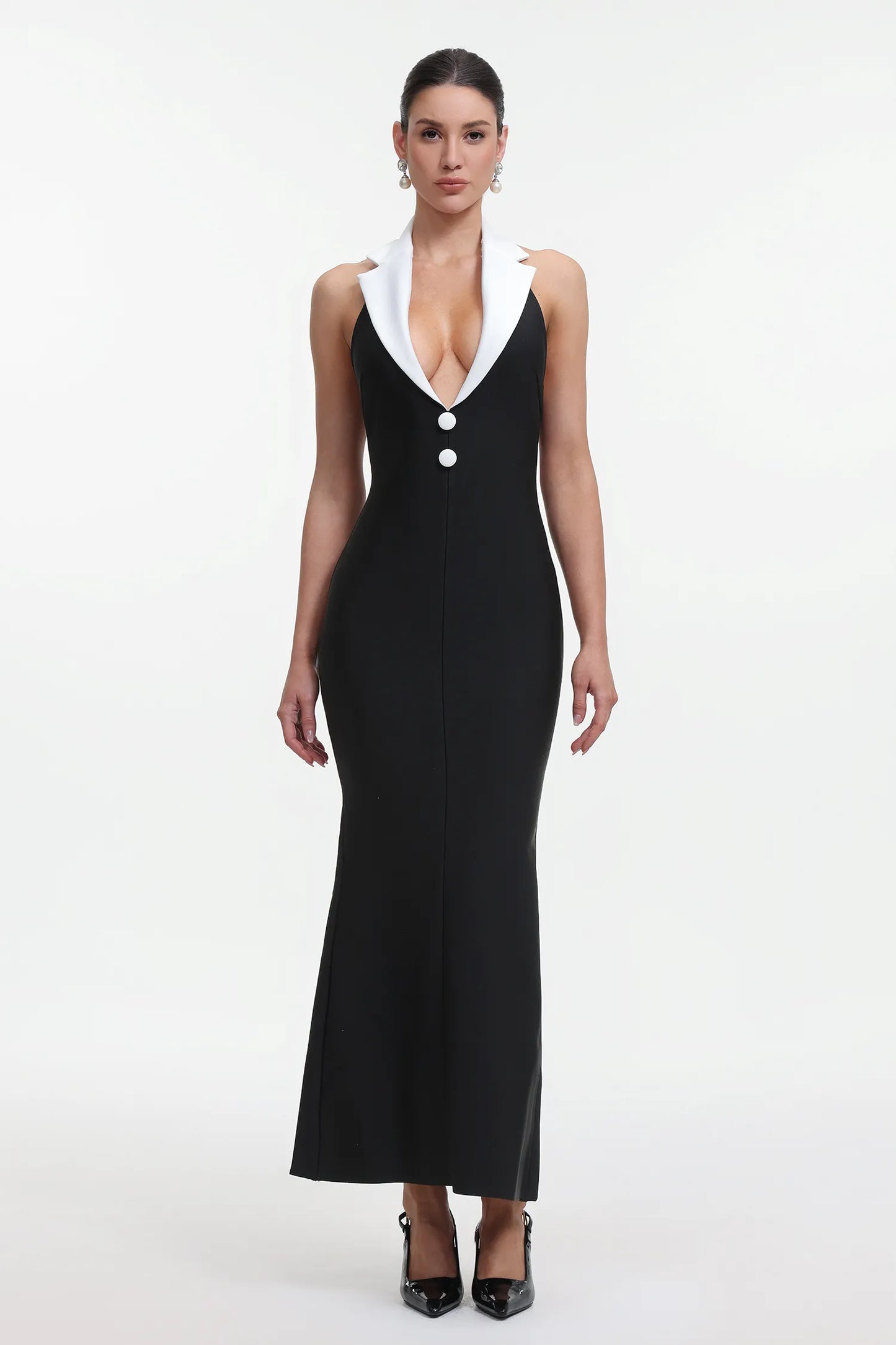 Shaya | Halter Contrast Bandage Maxi Dress