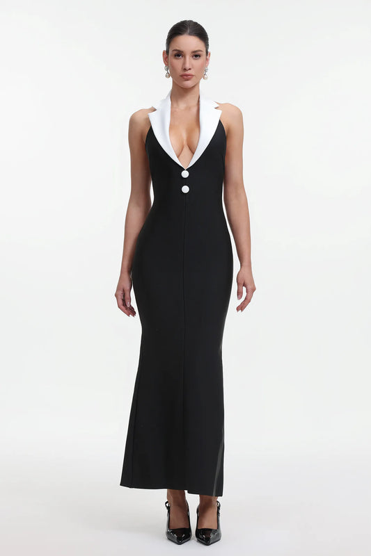 Shaya | Halter Contrast Bandage Maxi Dress