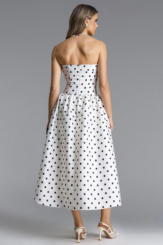 Gregorio | Strapless Polka Dot Maxi Dress