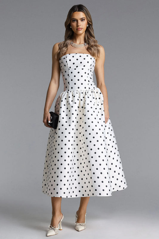 Gregorio | Strapless Polka Dot Maxi Dress