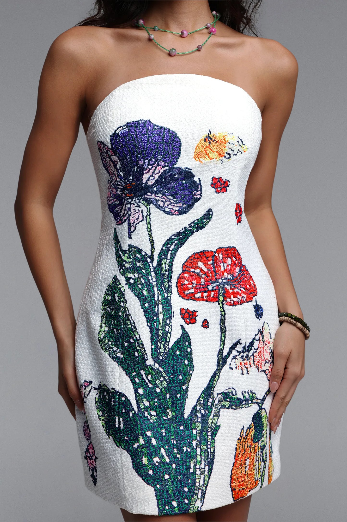 Enid | Resort Cinched Sleeveless Floral Print Mini Dress
