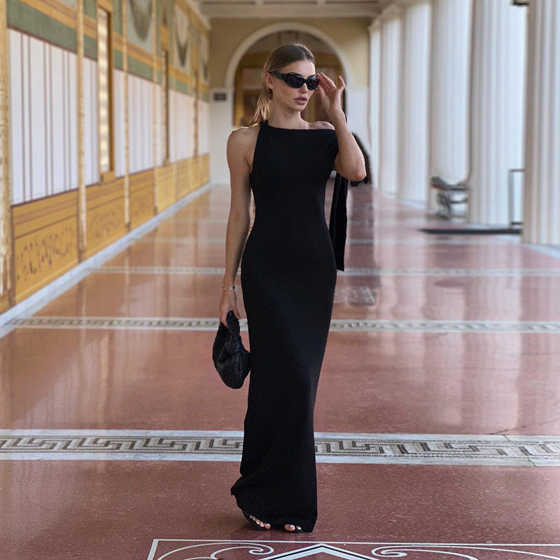 Celeste | One-Shoulder Ribbon Slim Sleeveless Dress