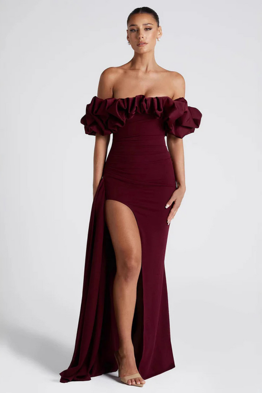 Glamorous Off-Shoulder Fishtail Dress for Evening