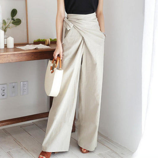 Pantalones casuales de encaje de color puro para mujer