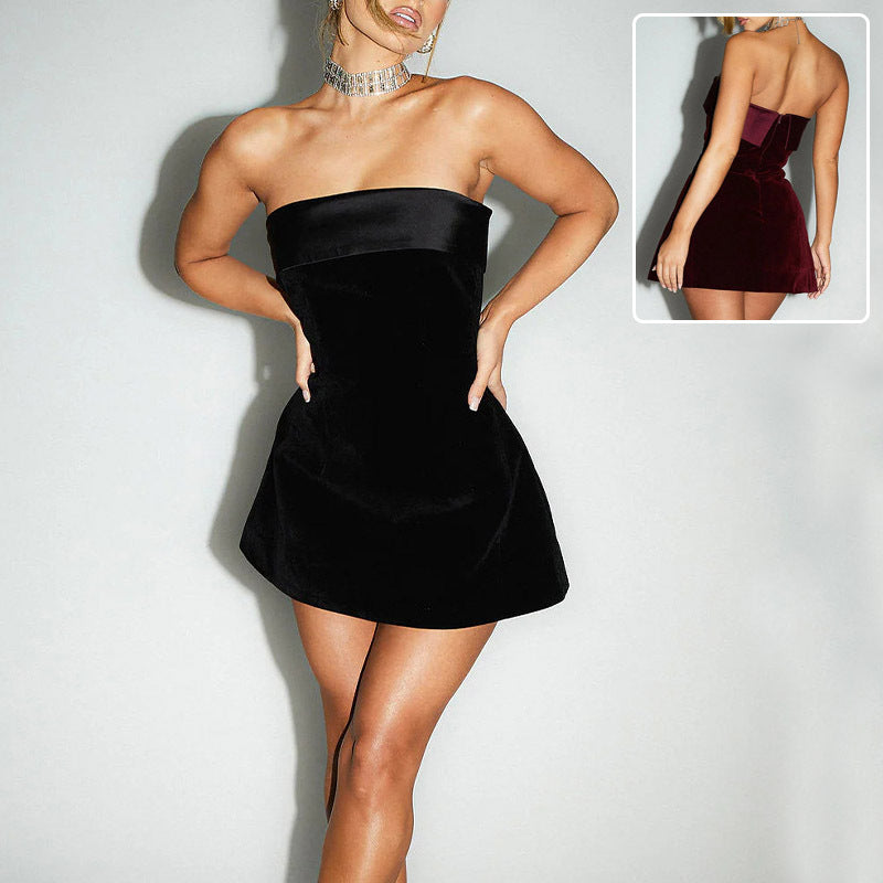 Bianca | Slim Tube-Top Zipper A-Line Party Dress