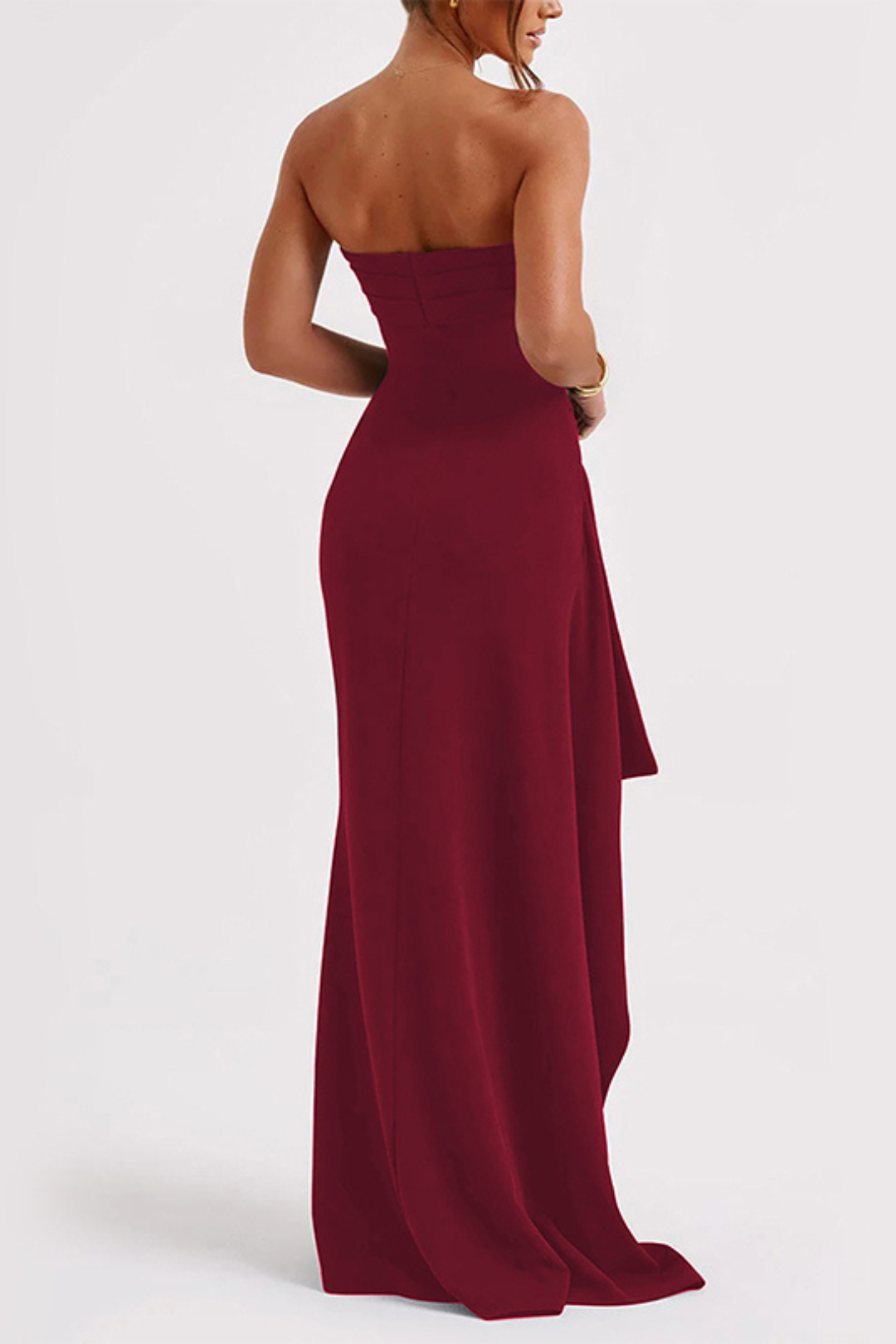 Isolde | Strapless Split Pleated Bridesmaid Dress