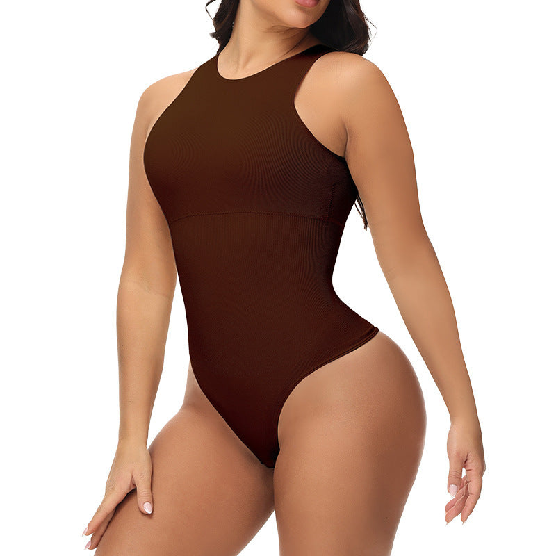 Macacão macio e elástico alto que contrai a barriga
