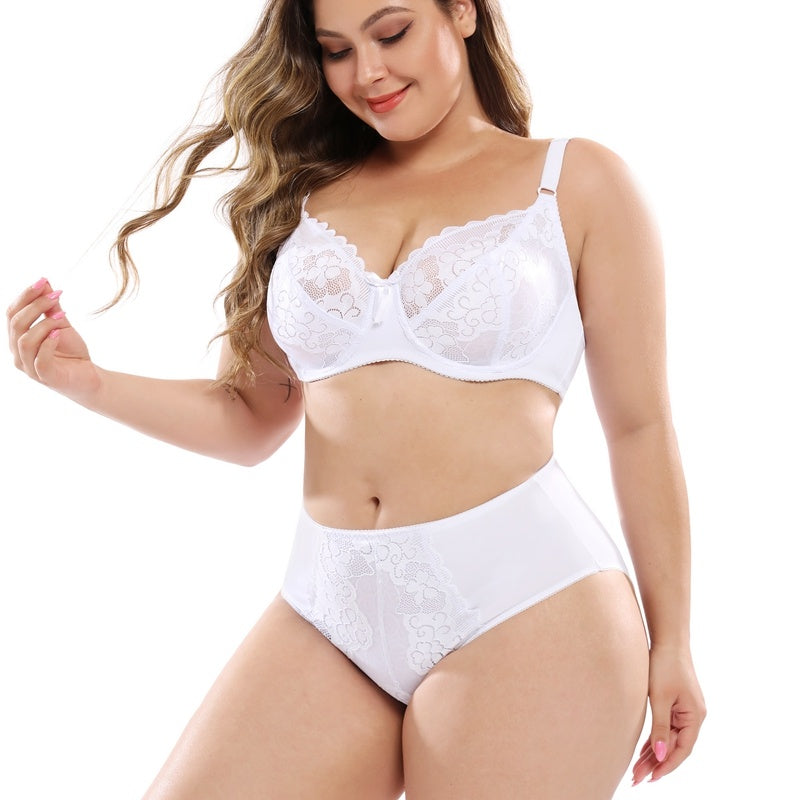 Conjunto de sujetador de encaje de talla grande