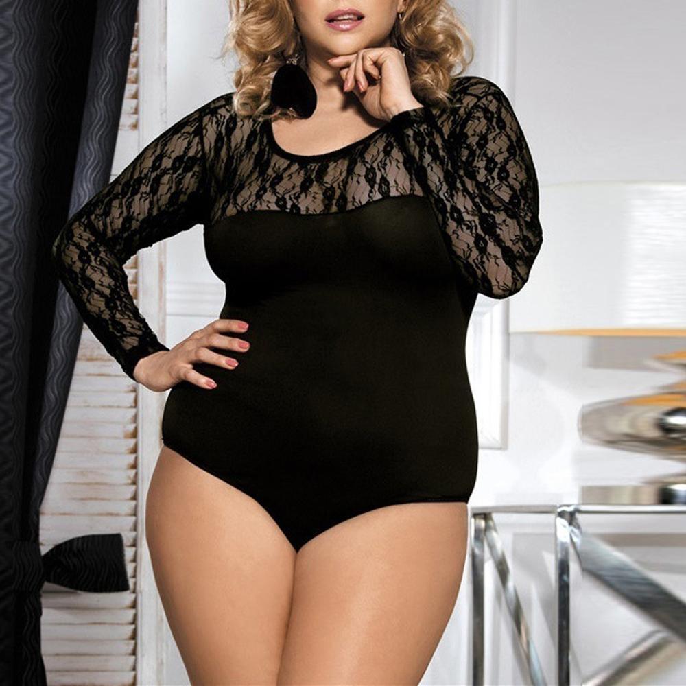 Lace long-sleeved bodysuit