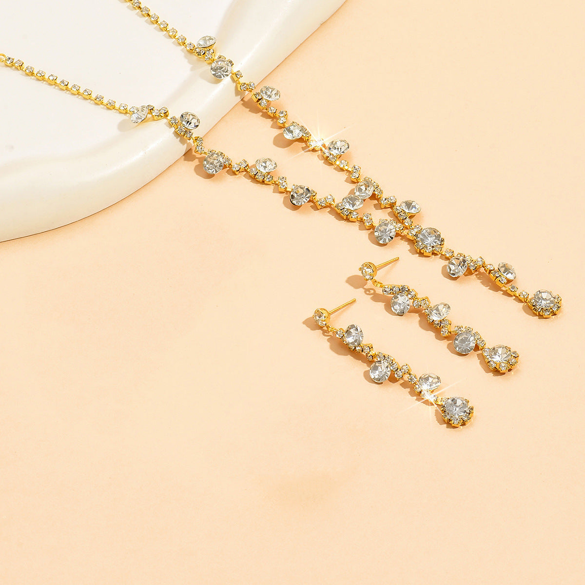 Crystal Necklace Ear Stud Bracelet Jewellery