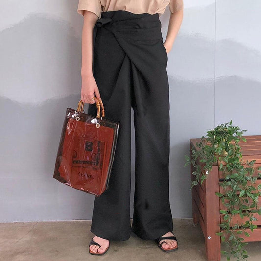 Pantalones casuales de encaje de color puro para mujer