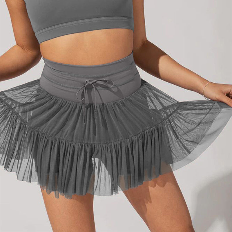 Vestido de cintura alta con cordones, falda deportiva con pantalones de seguridad antiexposición, falda plisada de moda de verano, ropa para mujer