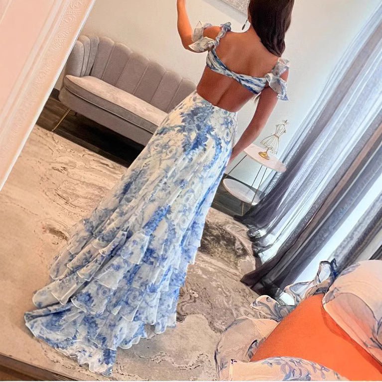 Heat Wave Sexy Ruffled Slit Dress with Open Back