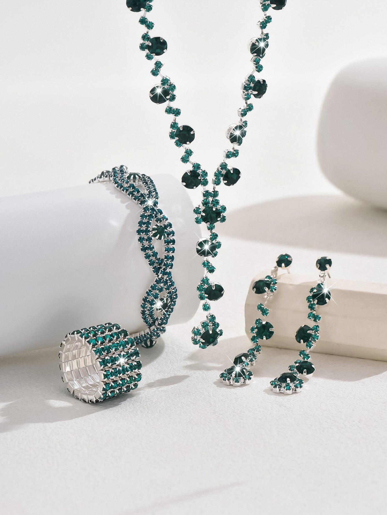 Crystal Necklace Ear Stud Bracelet Jewellery