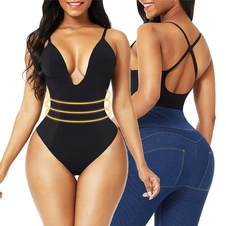 Roupas de quadril transfronteiriças, justas, sem costas, barriga, contração, cintura, modelador corporal, espartilho, peça única, costas em T, emagrecimento