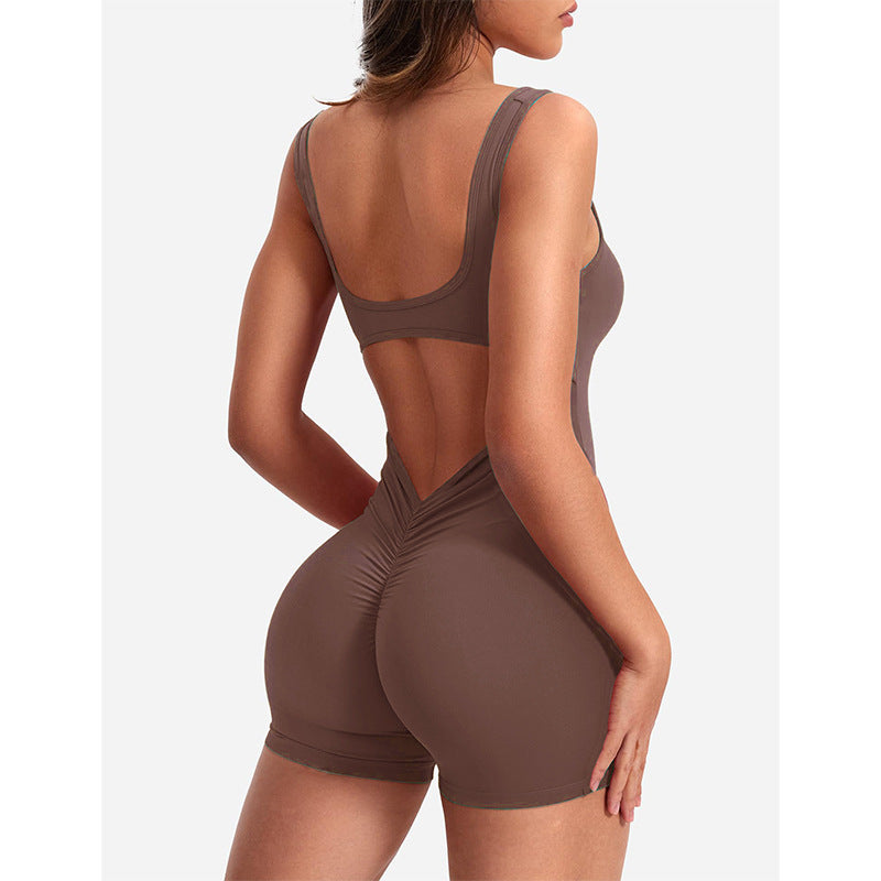 Mono de yoga ajustado con tirantes y espalda descubierta para mujer