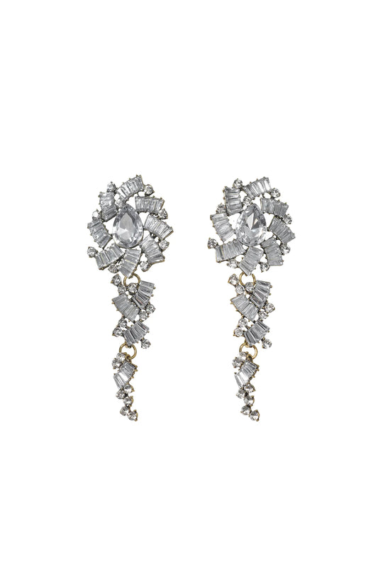 Diamante Drop | Crystal Geometric Long Drop Statement Earrings